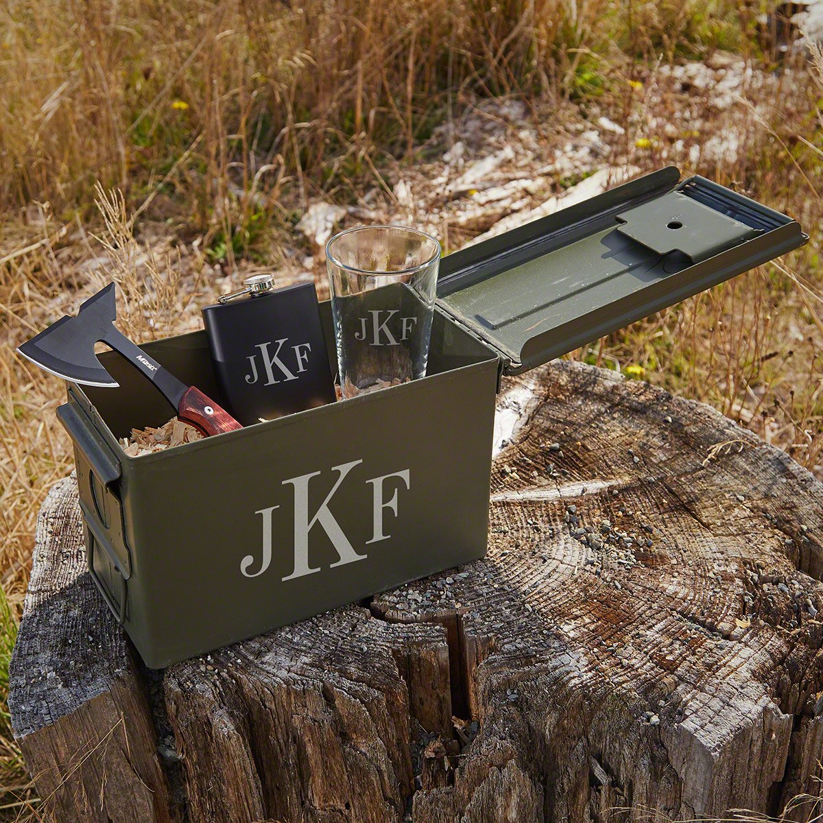 Amazon.com: Engraved 50 Cal Ammo Can with Hatchet Axe, Metal Flask
