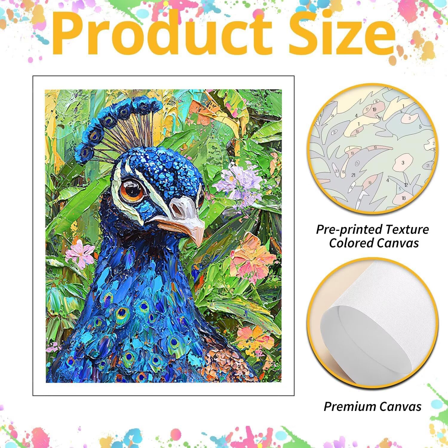 WEISHIWE Dipingere con i Numeri Adulti Pavone, 60x80cm s-552 | Pittura a Olio Kit, fai da te Quadri da Dipingere Numerat, Adulti Bambini Hobby Creativi,Pittura Adulti Decora la Casa Regalo