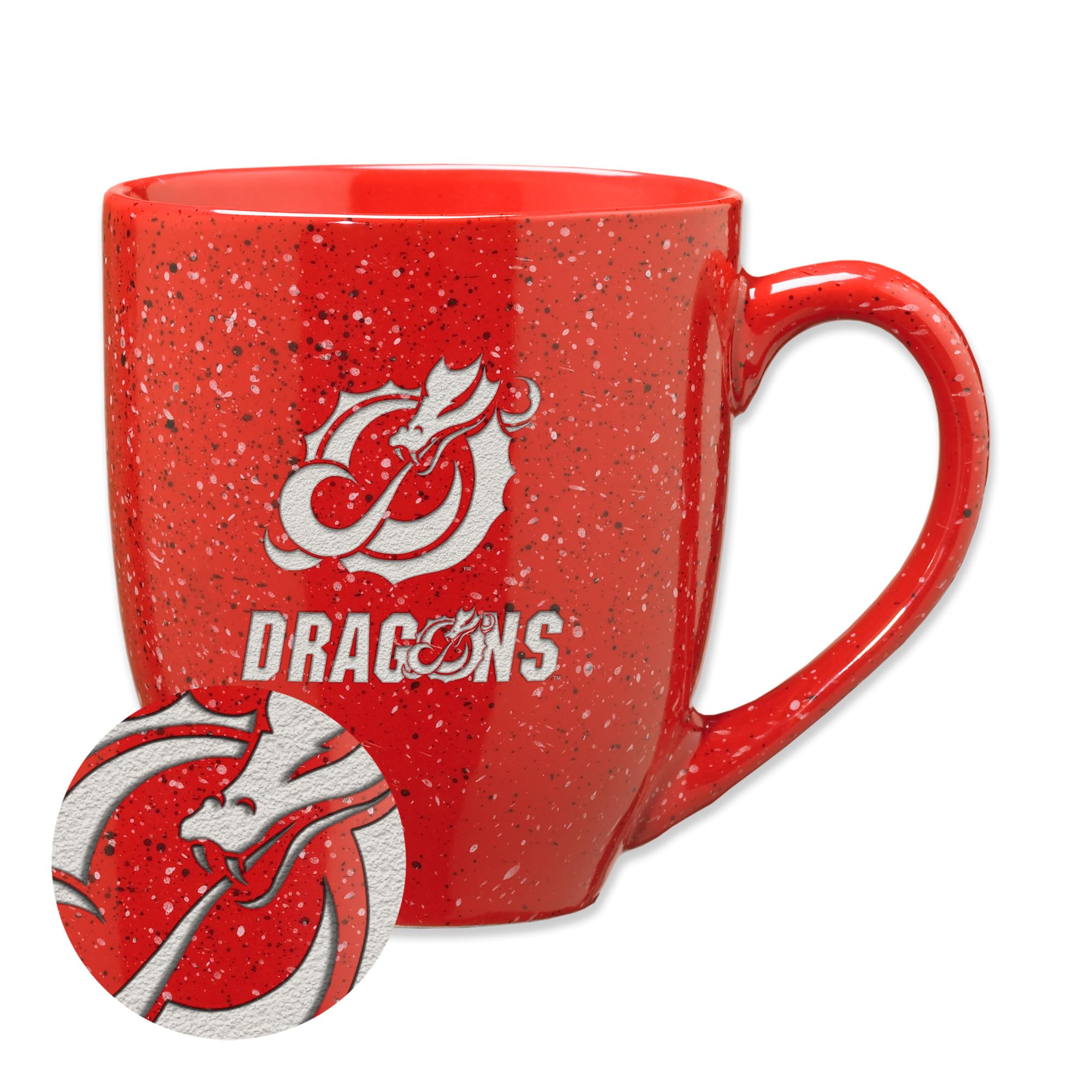 Rico Industries NCAA Minnesota State–Moorhead Dragons Primary Logo Red 16 oz Team Color Laser Engraved Speckled Ceramic Coffee Mug