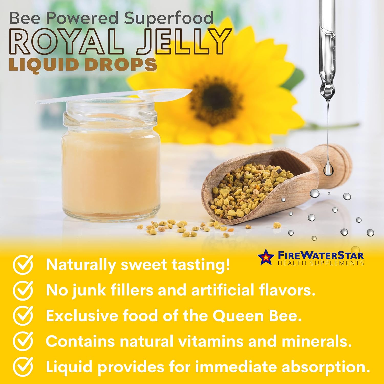 Royal Jelly - 500mg - 2oz - Natural - Non-GMO - Bee Powered Superfood - Natural Vitamins, Minerals, Antioxidants - Anti Aging - Skin Health - Encourages Collagen Production : Health & Household