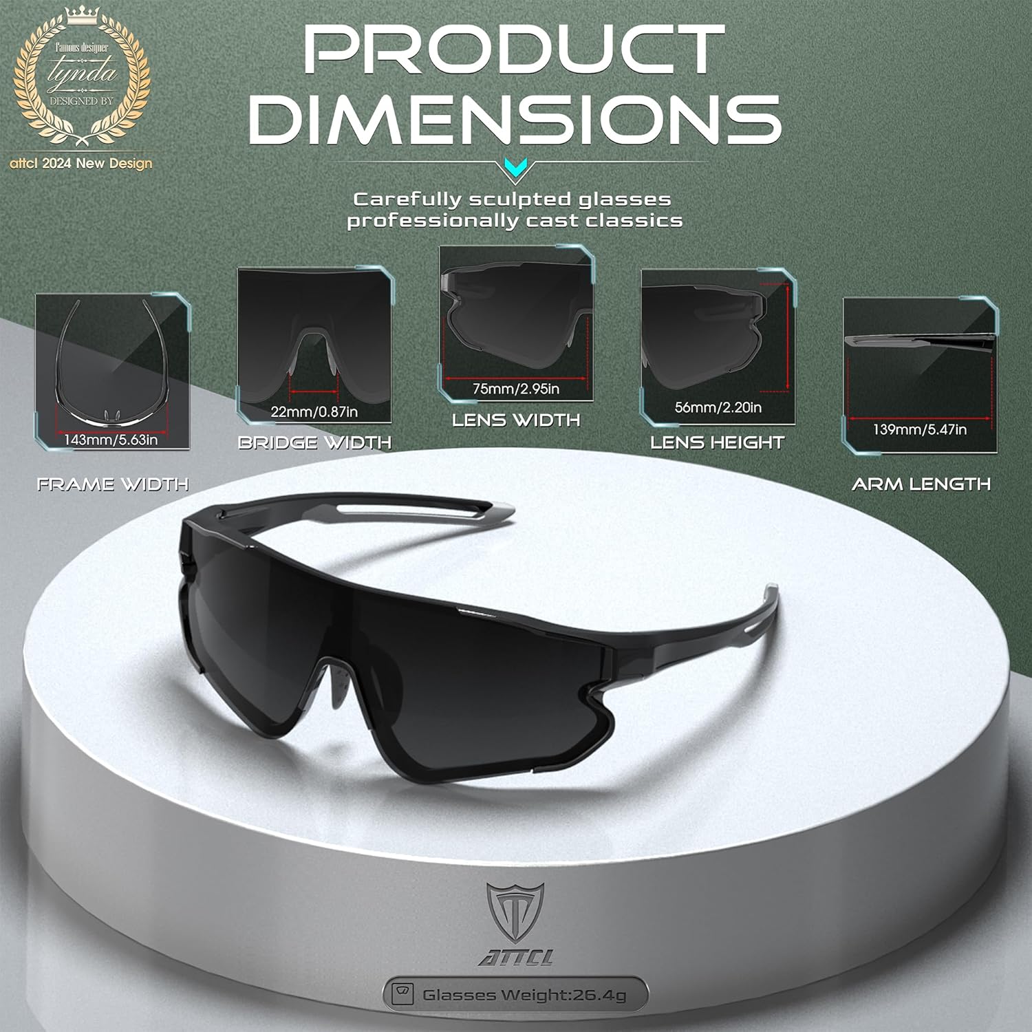 ATTCL Bundle Polarized Wrap Sunglasses For Men Cycling Driving Fishing - Sports Glasses Ultralight:(XQ548-Black-Grey)+(1124-Back-All)