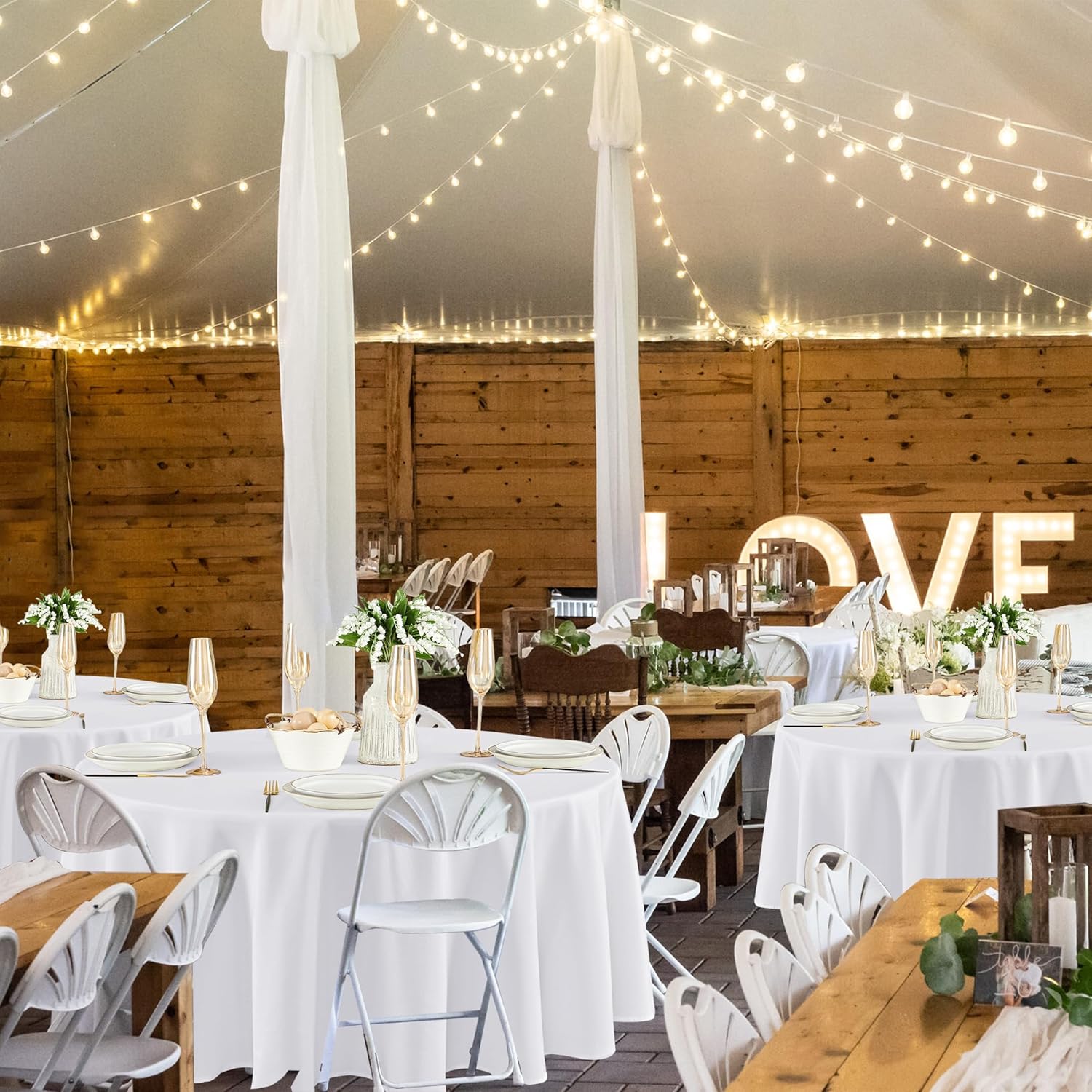 Fitable 8 Pack Round Tablecloths: Stain Resistant Wrinkle Free Circle Table Clothes, Washable Reusable Polyester Table Covers for Wedding Party Birthday Banquet Reception(White, 84 Inch) - Image 2