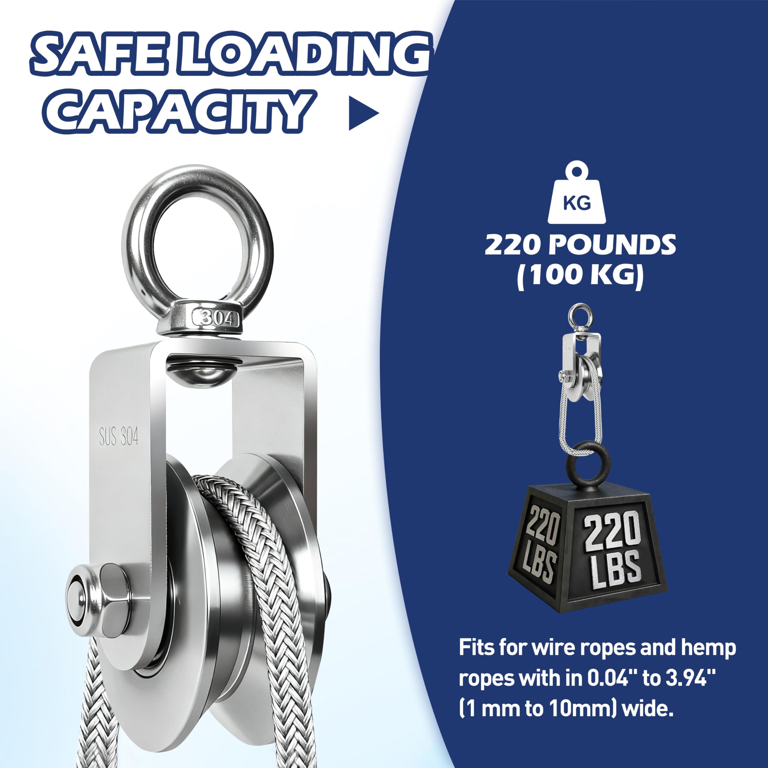 2 Pack 30mm U Groove Cable Pulley Wheel,304 Stainless Steel Swivel Pulley — Amazon image 5