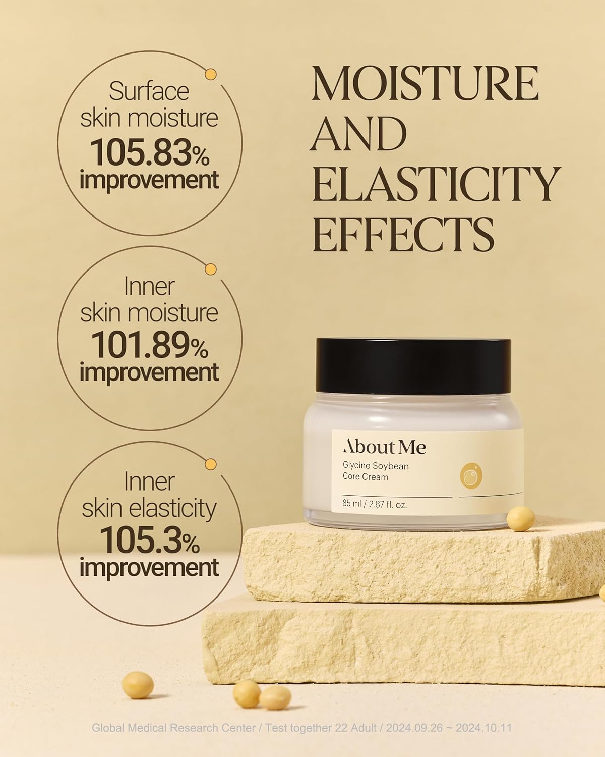 About Me Glycine Soybean Core Cream – Korean Concentrated Soy Protein Face Moisturizer for All Skin Types – Daily Firming Care with 13 Peptides & Niacinamide – Korean Skin Care – 2.87oz, 85ml - Image 4