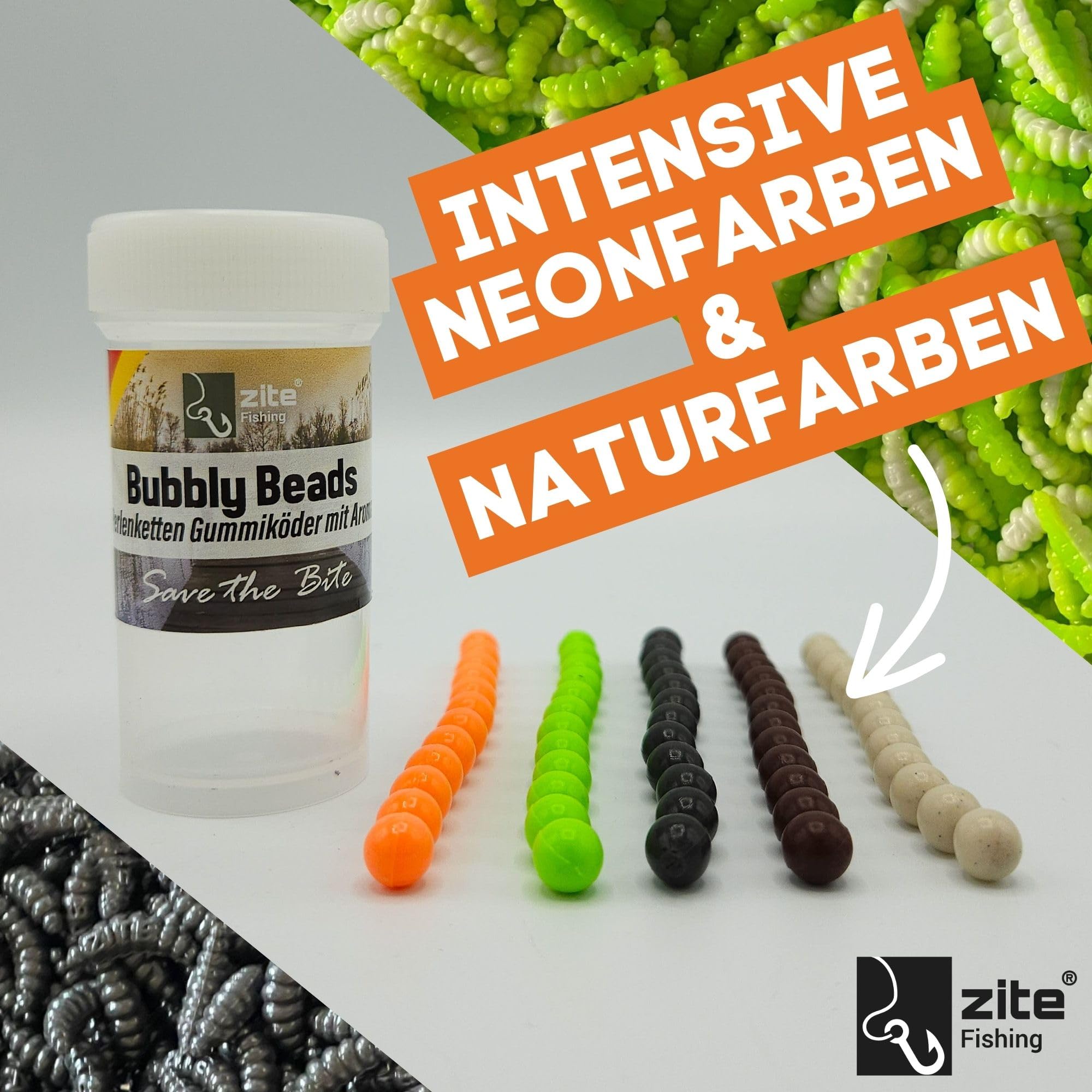 Zite Fishing Bubbly Beads Allround Mix 5 x 12 pezzi – imitazioni di salmone – rimozione uova di trota senza ftalati – Esca in gomma attiva UV – formaggio