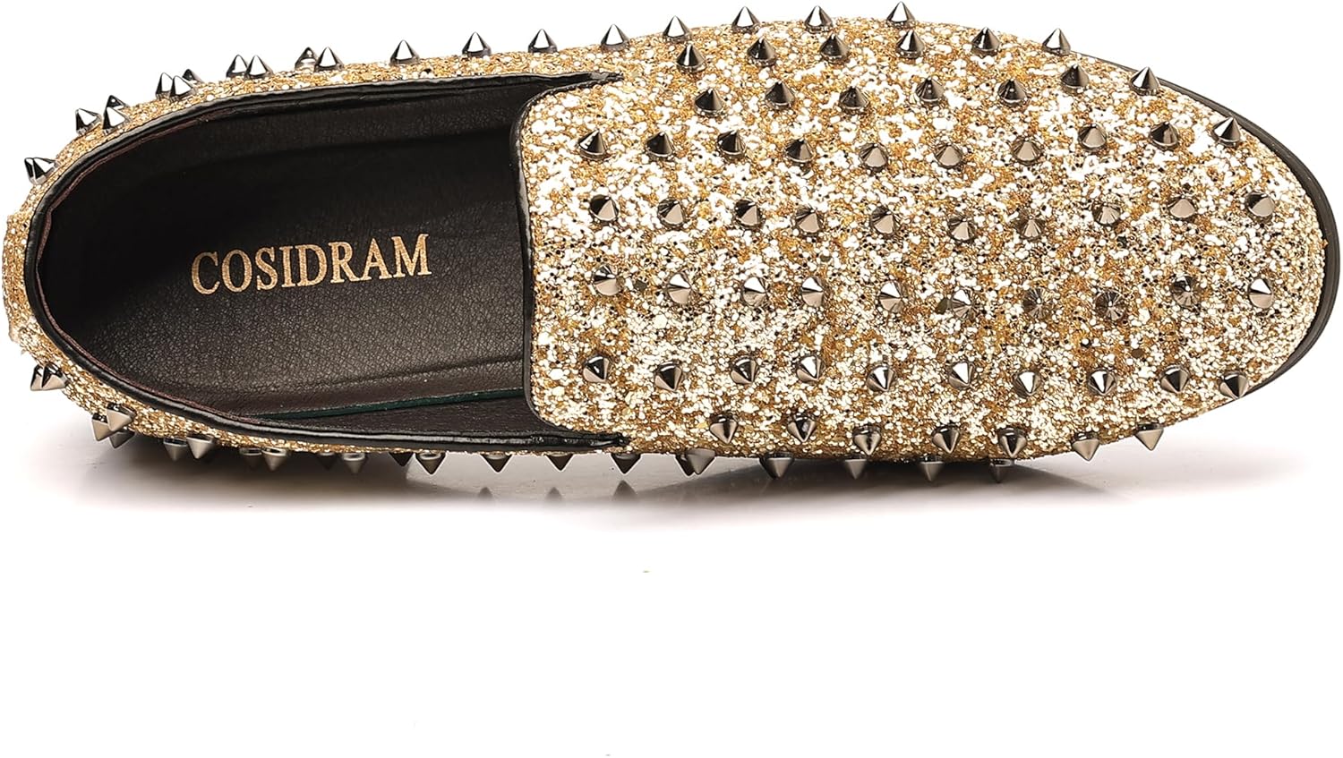 COSIDRAM Men's Vintage Studded Dress Loafers Luxury Rhinestone Tuxedo Glitter Sequins Rivets Wedding Party Prom Shoes - Image 5