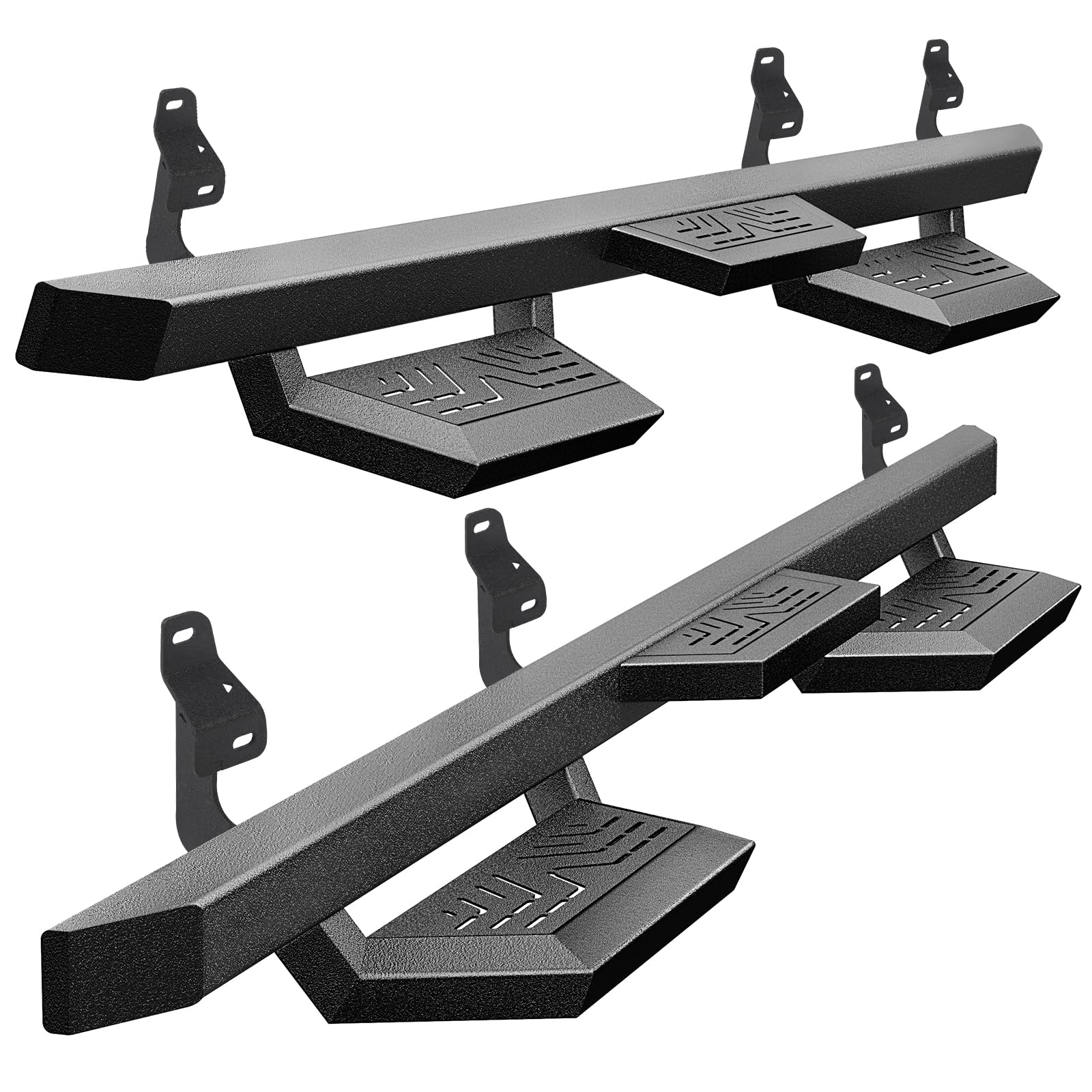 6" Running Boards for 2015-2025 Ford F-150 SuperCrew Cab 4-Doors 2017-2024 Ford F250 F350 Super Duty Crew Cab Black Carbon Steel Drop Step Side Step