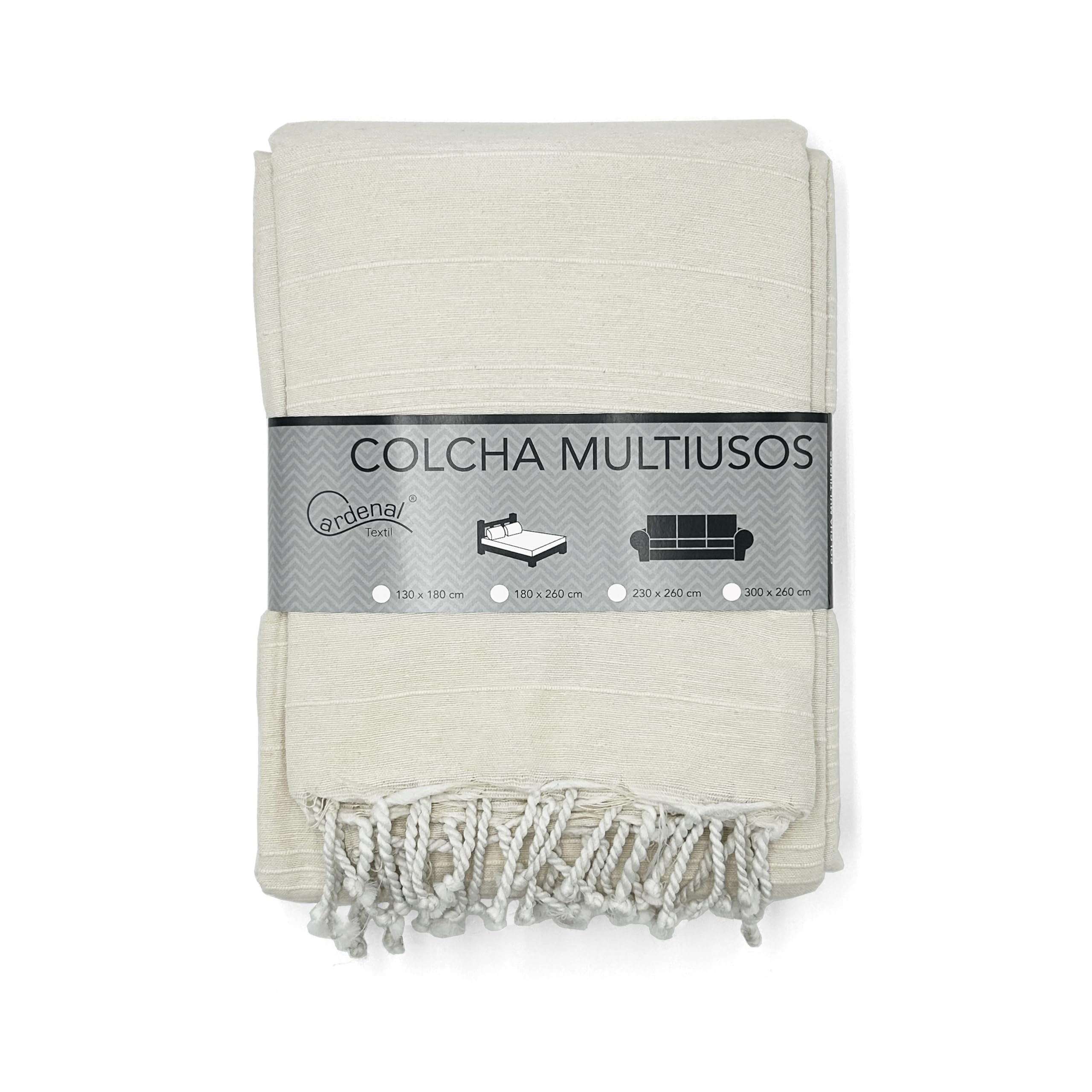 Cardenal Textil - Peñíscola Echarpe Multi-usages, Couverture de lit, Housse de canapé - Crudo - 260 x 300cm