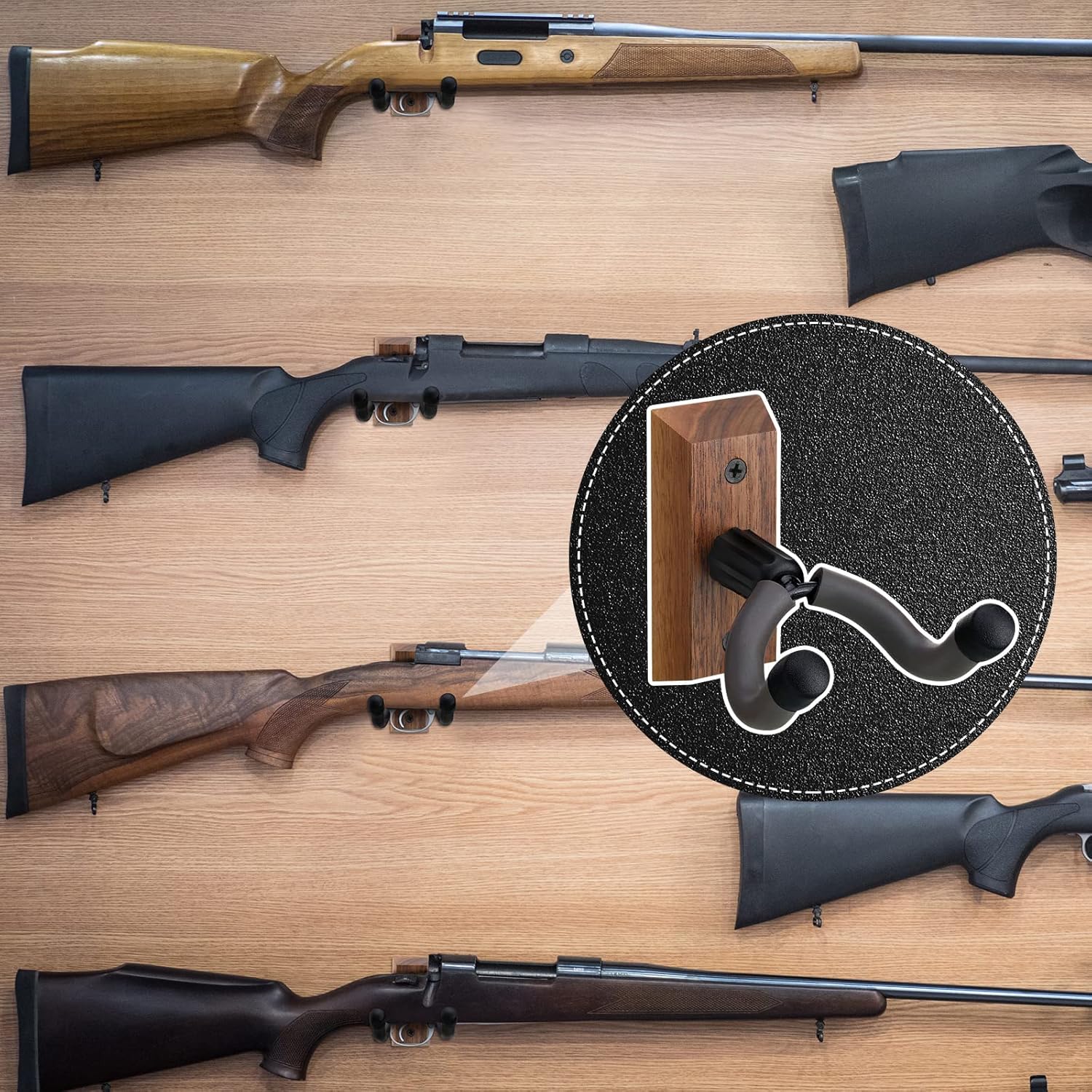 Tatuo Crossbow Hanger for Wall Vertical Gun Rack Wall Mount Hardwood Gun Holder Compound Bow Hanger Holder Displays Rack Shotgun Hooks Rifle Storage Securely Holds Airsoft Firearm