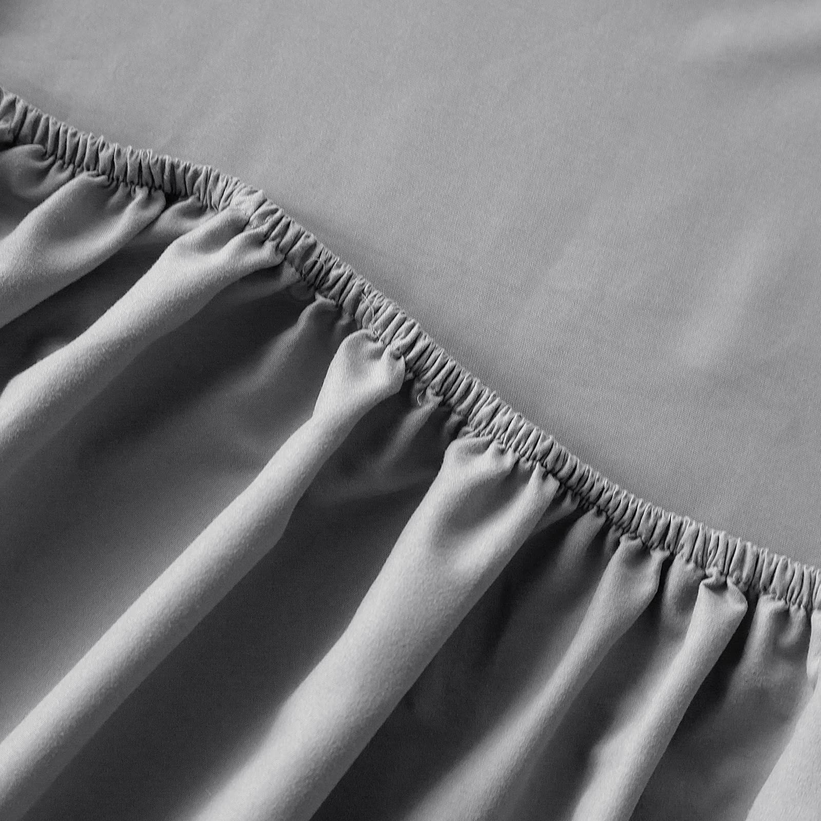 Kono Bedding Fitted Sheet - Brushed Microfibre Fitted Sheet - 30 cm Deep Pocket (Grey, 180 x 200 cm) - Image 4