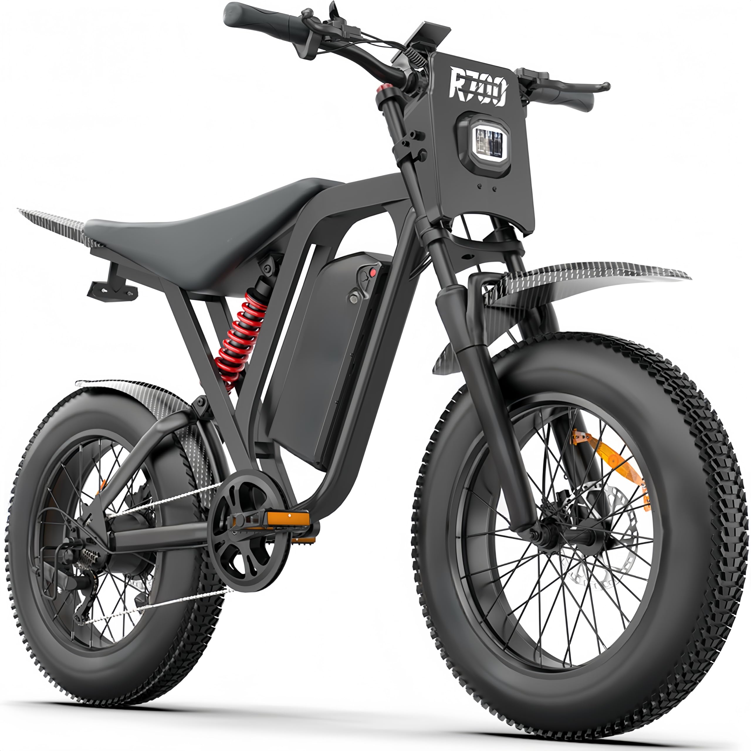 DEEPOWER Vélo Électrique, Batterie Amovible 52V 25Ah, Autonomie 60‑120 KM, E-Bike Pneus Gras 20''×4.0 Tout Terrain, 7 Vitesses, Suspension Complète, Vélo Électrique pour Adultes