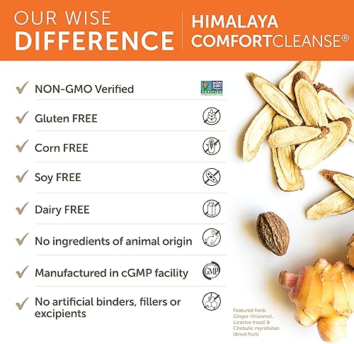Miniatura 5 de Himalaya ComfortCleanse con achicoria jengibre y regaliz para limpieza de colon desintoxicación y estreñimiento ocasional 500 mg 60 cápsulas