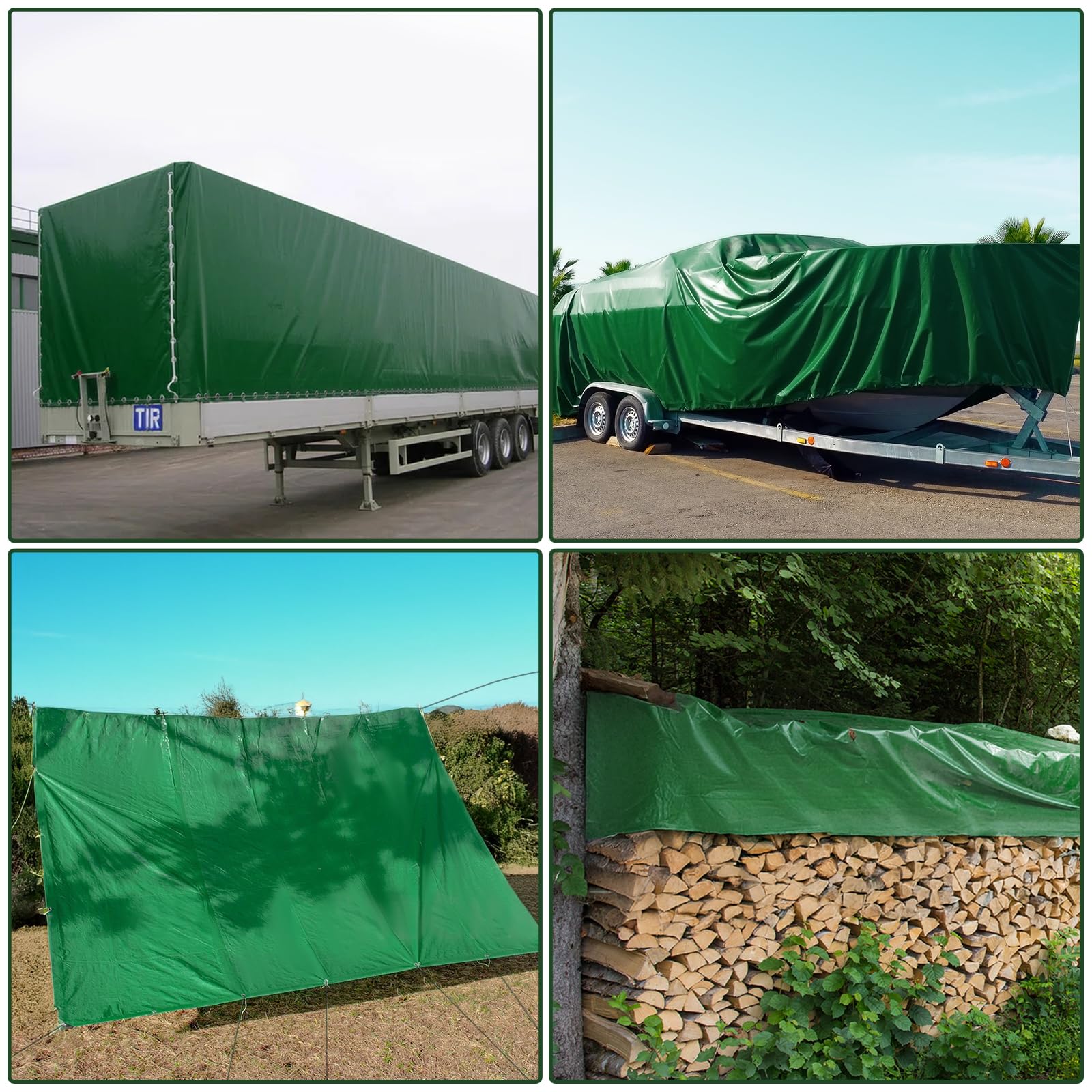 PVC / Bisonyl Afdekzeilen / Bootzeilen - in Grijs, Blauw & Groen