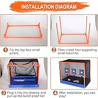 Vista 6 de Objetivo de Tiro Electrónico con Puntuación, Reinicio Automático, Objetivos Digitales para Pistolas Nerf, Juguetes con Jaula de Soporte y Red