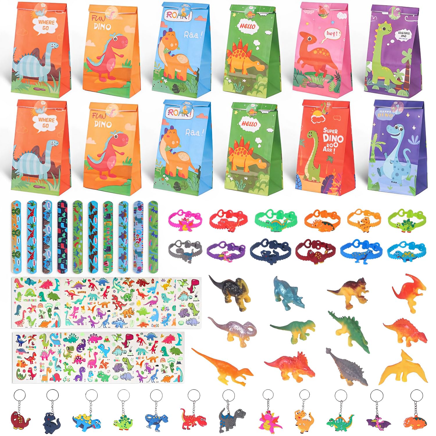 BOIKOKY 122 Gadget Dinosauro Bambini - Kit Festa Compleanno Regali Sacchetti Dinosauri