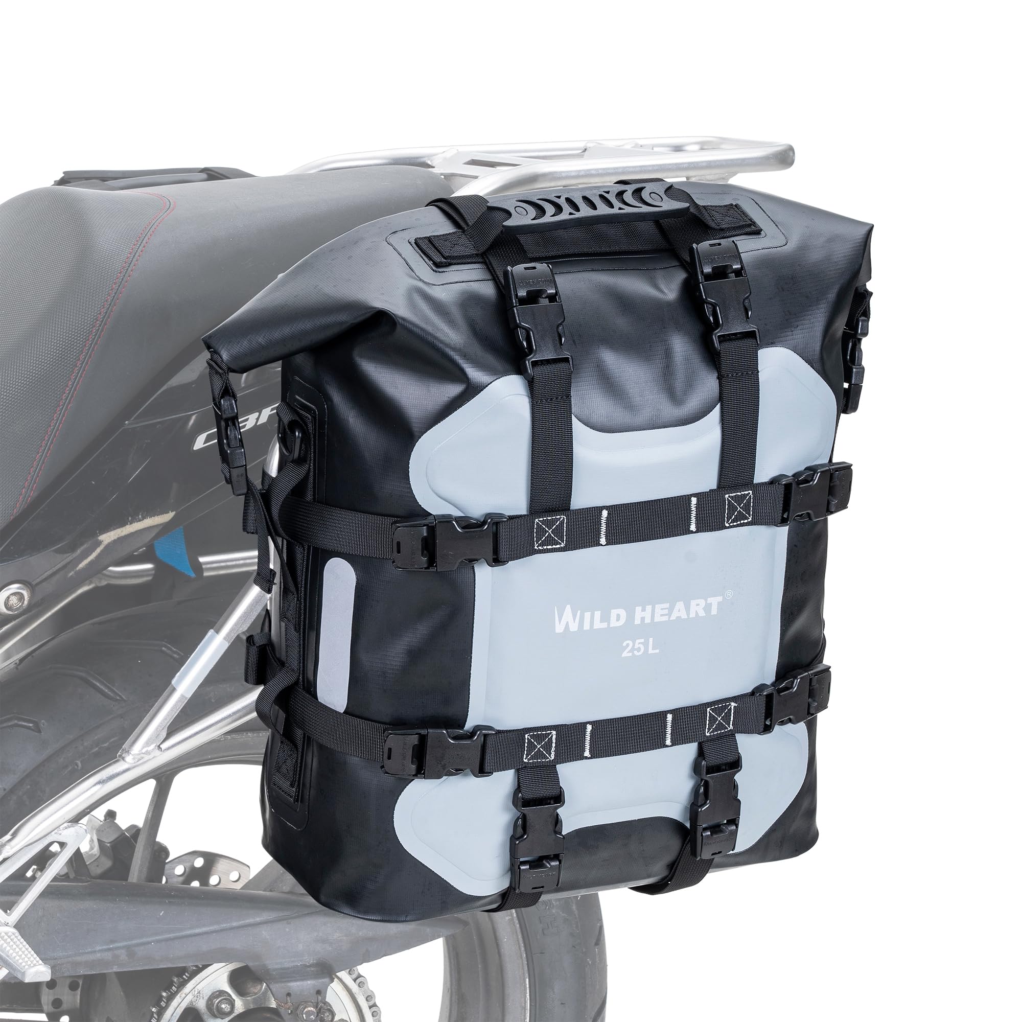 WILD HEART Moto borsa laterale in acciaio inox impermeabile 25L Borse da sella