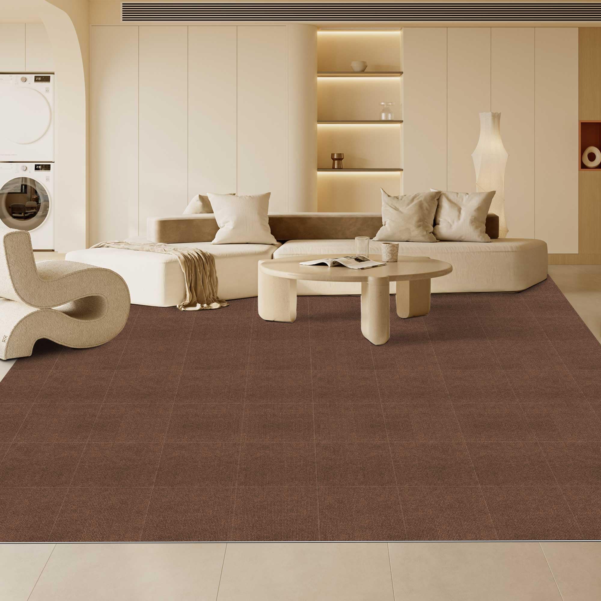 【Amazon 限定ブランド】ジョイントマット タイルカーペットVOTUDX 【60*60cm* 40枚】（約8.8畳）タイルマット 大判 吸着マット カーペット 洗える お手入れ簡単 置くだけ 薄さ4mm 防音シート マット DIY可能 足音 ペット タイルマット（ブラウン)