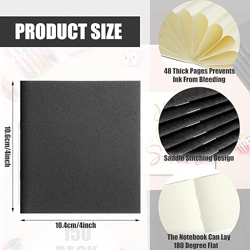 Miniatura 3 de Thenshop Paquete de 50 mini cuadernos de papel kraft de bolsillo a granel de 4 x 4 pulgadas, cuadernos de notas con notas de puntos, bloc de notas