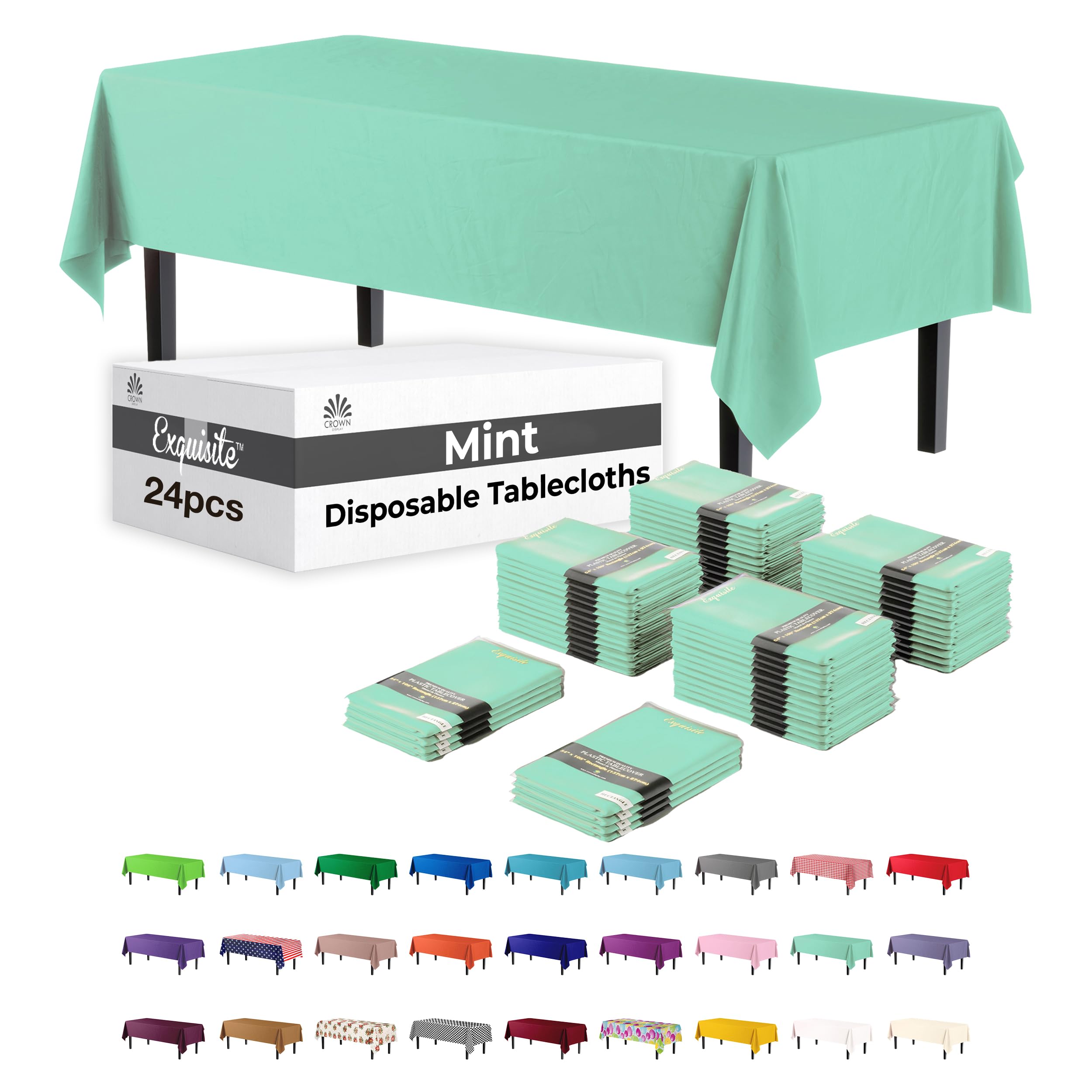 Nappe rectangulaire plastique menthe Party Solids 137x274 grand format anniversaire