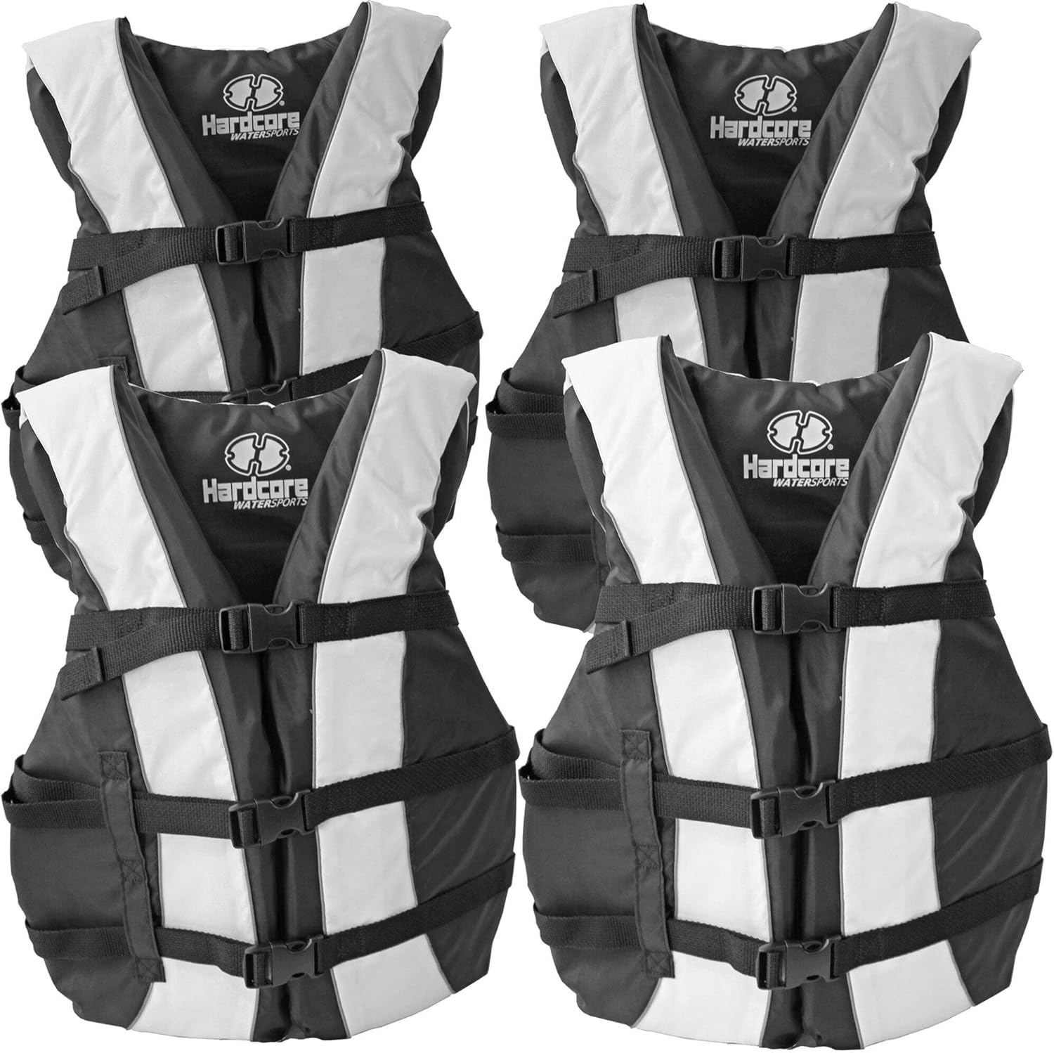 Hardcore Life Jacket 4 Pack Paddle Vest for Adults; Coast Guard Approved Type III PFD Life Vest Flotation Device; Jet ski, Wakeboard, Kayak; Ideal Extra Pontoon Boat Life Jacket Hardcore Life Jacket 4 Pack Paddle Vest for Adults; Coast Guard Approved Type III PFD Life Vest Flotation Device; Jet ski, Wakeboard, Kayak; Ideal Extra Pontoon Boat Life Jacket
