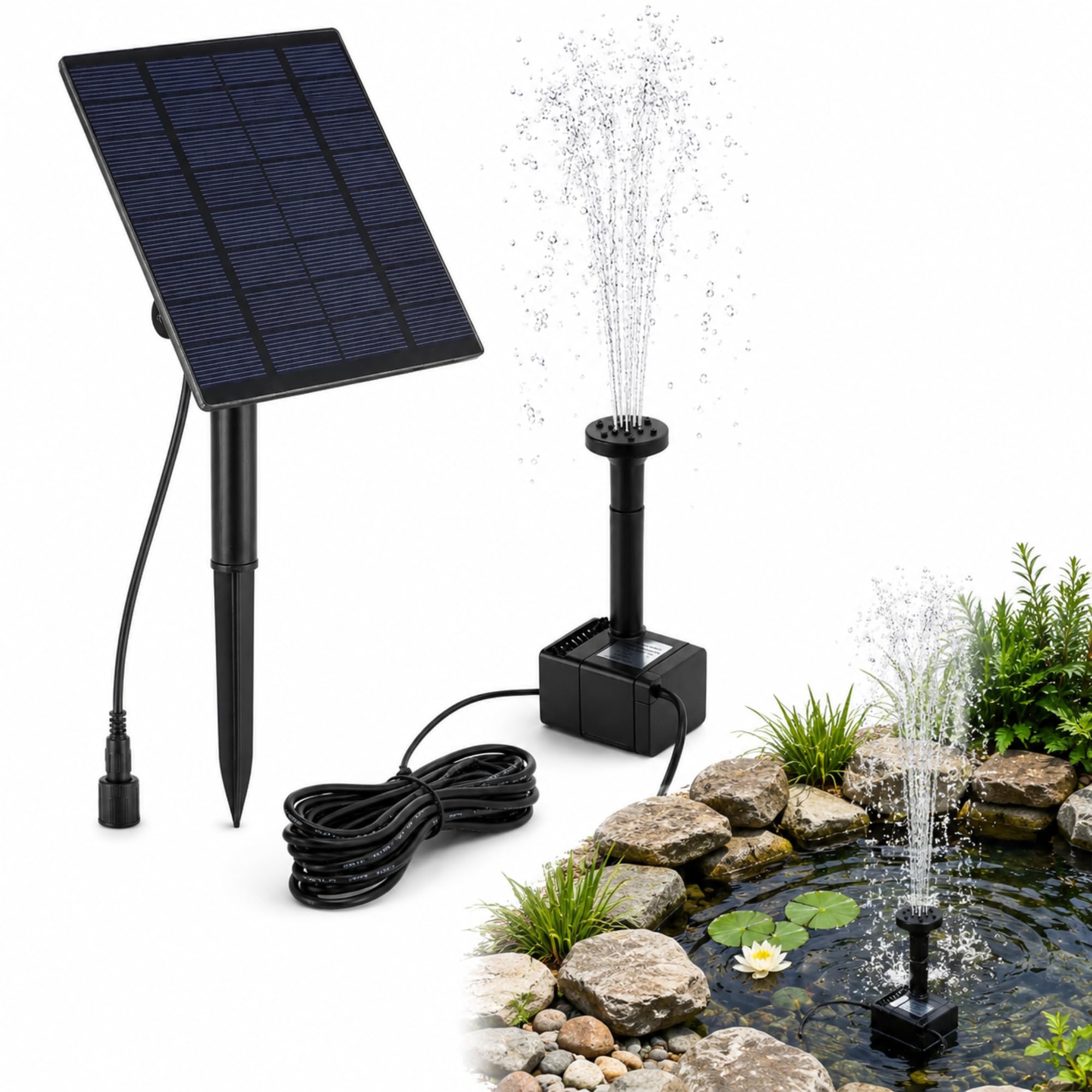 Pompe à eau solaire extérieure pour animer les étangs et les bains d'oiseaux du jardin