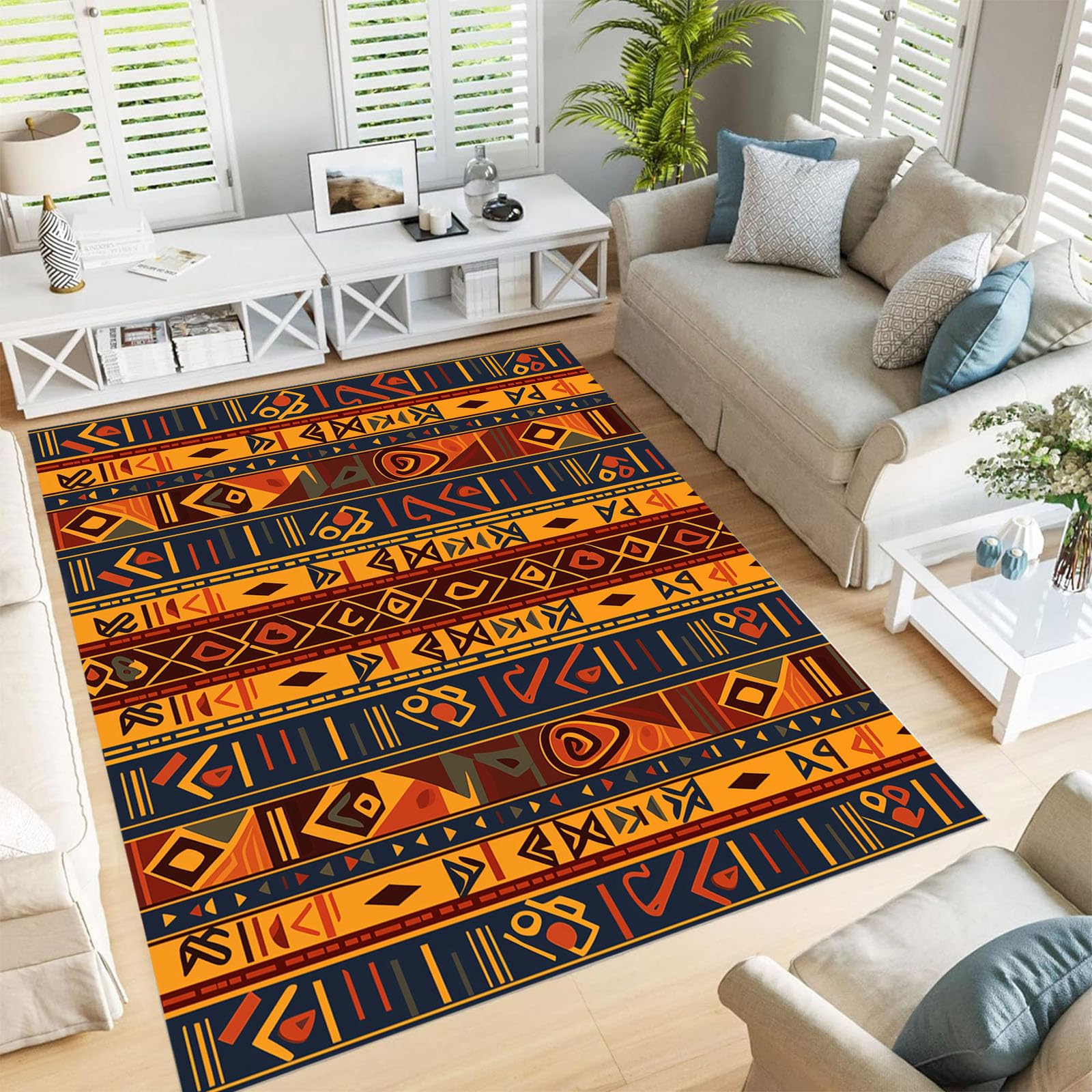 Tapis rayures africaines géométriques style ethnique rétro haut de gamme