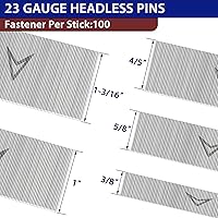 Vista 2 de HAMWOO - 5000 clavos de acero inoxidable calibre 23, clavos sin cabeza (3/8, 5/8, 4/5, 1, 1, 1-3/16 pulgadas), varios 5 tamaños para moldear