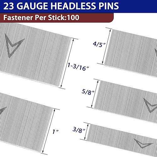 Miniatura 2 de HAMWOO - 5000 clavos de acero inoxidable calibre 23, clavos sin cabeza (3/8, 5/8, 4/5, 1, 1, 1-3/16 pulgadas), varios 5 tamaños para moldear