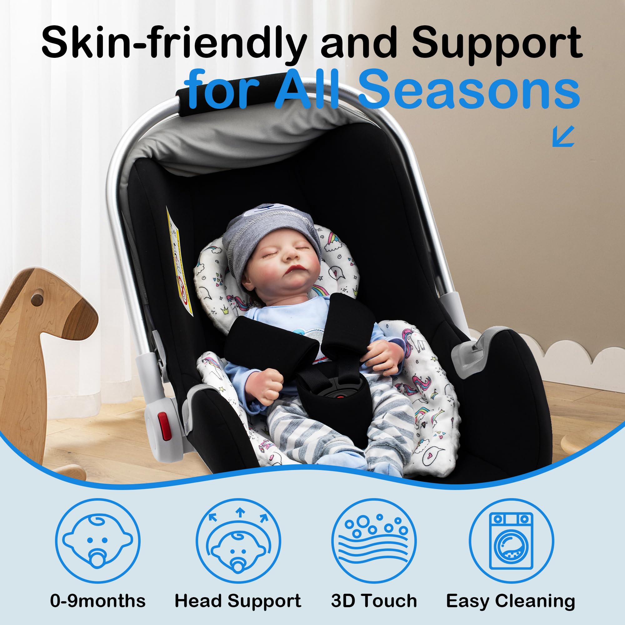 Baby Swing Insert, Infant Insert for Car Seat, Super Soft Baby Car Seat Cushion, 2-in-1 Baby Car Seat Liner for Newborn
