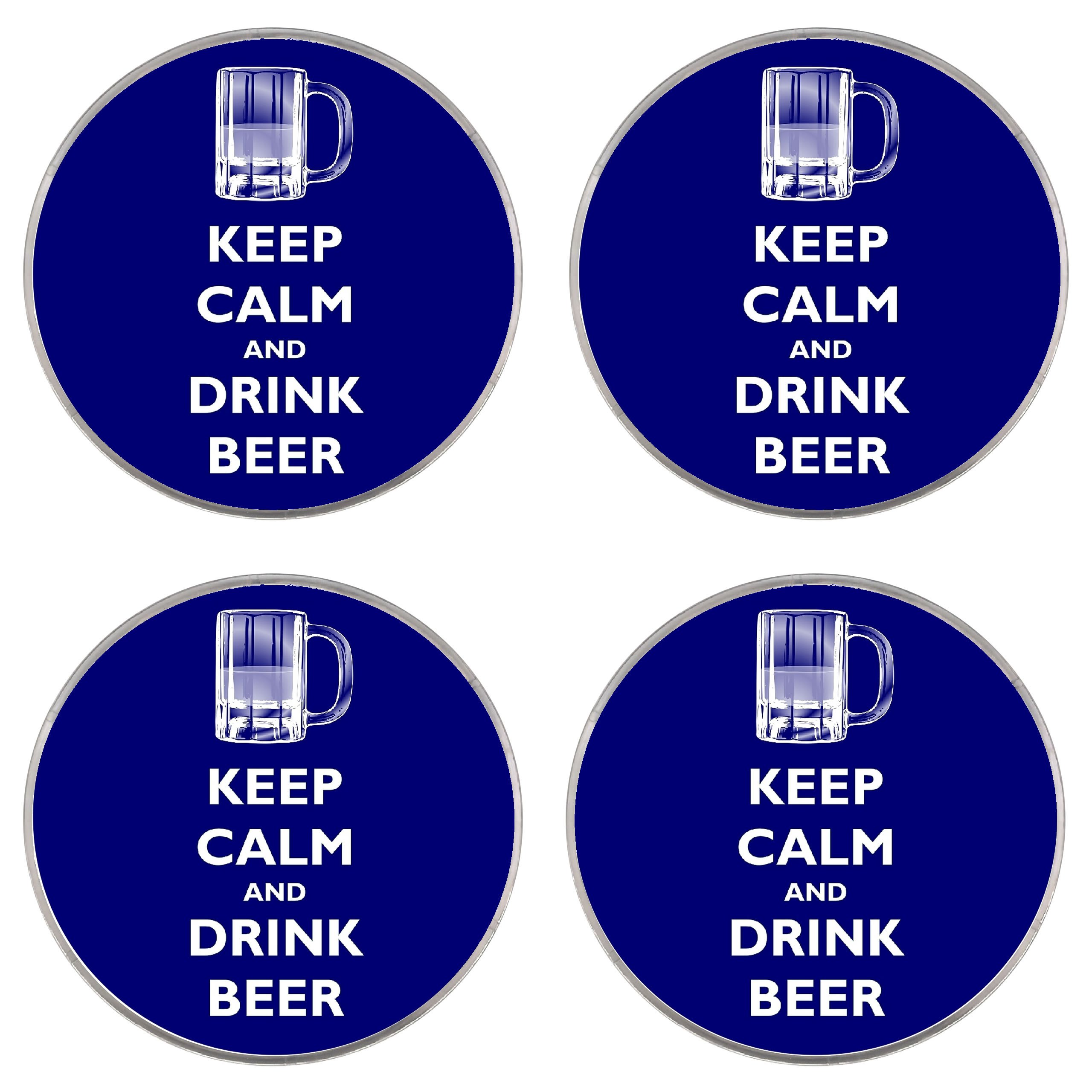 Keep Calm and Drink Beer - 80mm Cup/Drink/Glass/Mug Coasters (4 Pack)