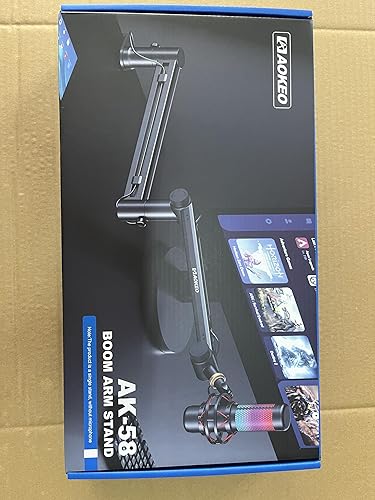 Miniatura 8 de Brazo de micrófono, Aokeo AK-58 escritorio de perfil bajo ajustable, soporte de brazo de micrófono, adecuado para Blue Yeti, Snowball iCE, HyperX