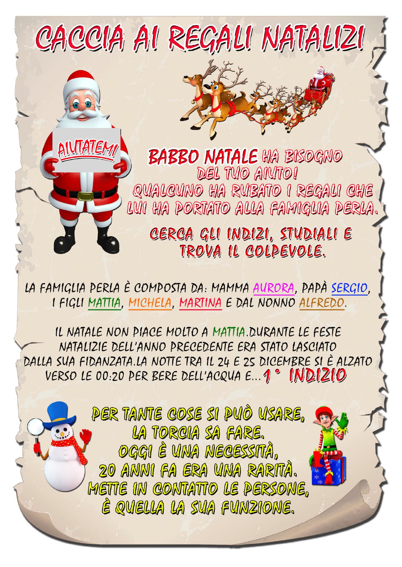 Caccia al tesoro natalizia in scatola per casa 8-12 anni - Giochi natalizi per bambini - Caccia al regalo di Babbo Natale - Caccia al tuo regalo di Natale - Giochi di natale per bambini