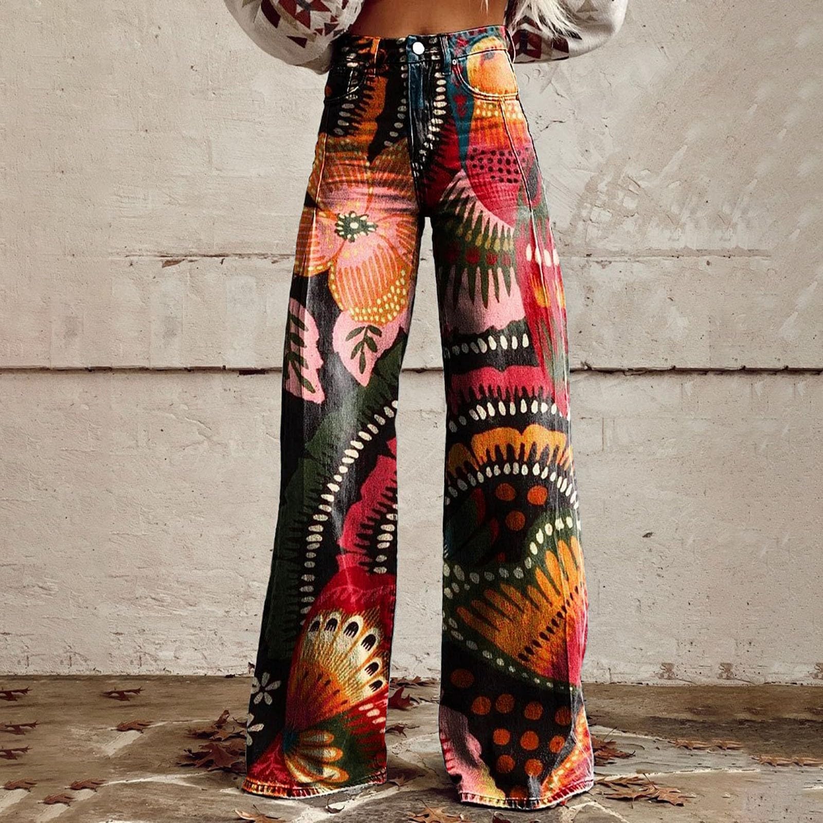 Jeanshose Damen Baggy, Jeanshose High Waist Harajuku Denim Hose Loose Gerades Bein Jeans Hosen Used-Look Modern Freizeithosen Komfort Lang Casual Hosen Streetwear Women