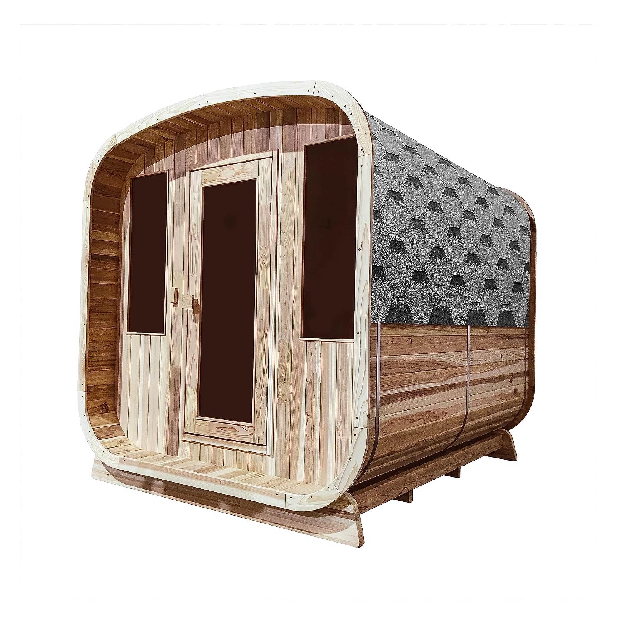 ALEKO Barrel Sauna | Personal Dry Wet Steam Sauna | Indoor Outdoor | 4 Person | UL Certified 4.5 kW Harvia Heater | SRCE4HULL