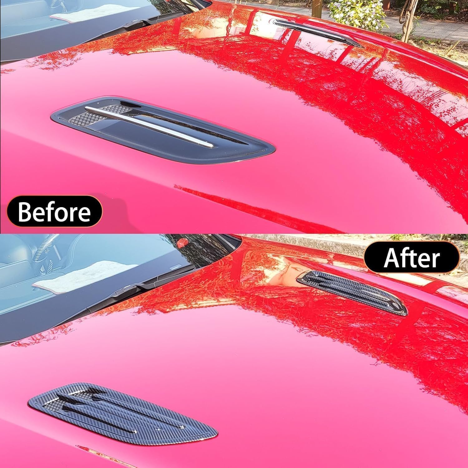 2PCS ABS Carbon Fiber Pattern Hood Vent Trim Covers Compatible with Kia Stinger 2018 2019 2020 2021 2022 2023 Accessories