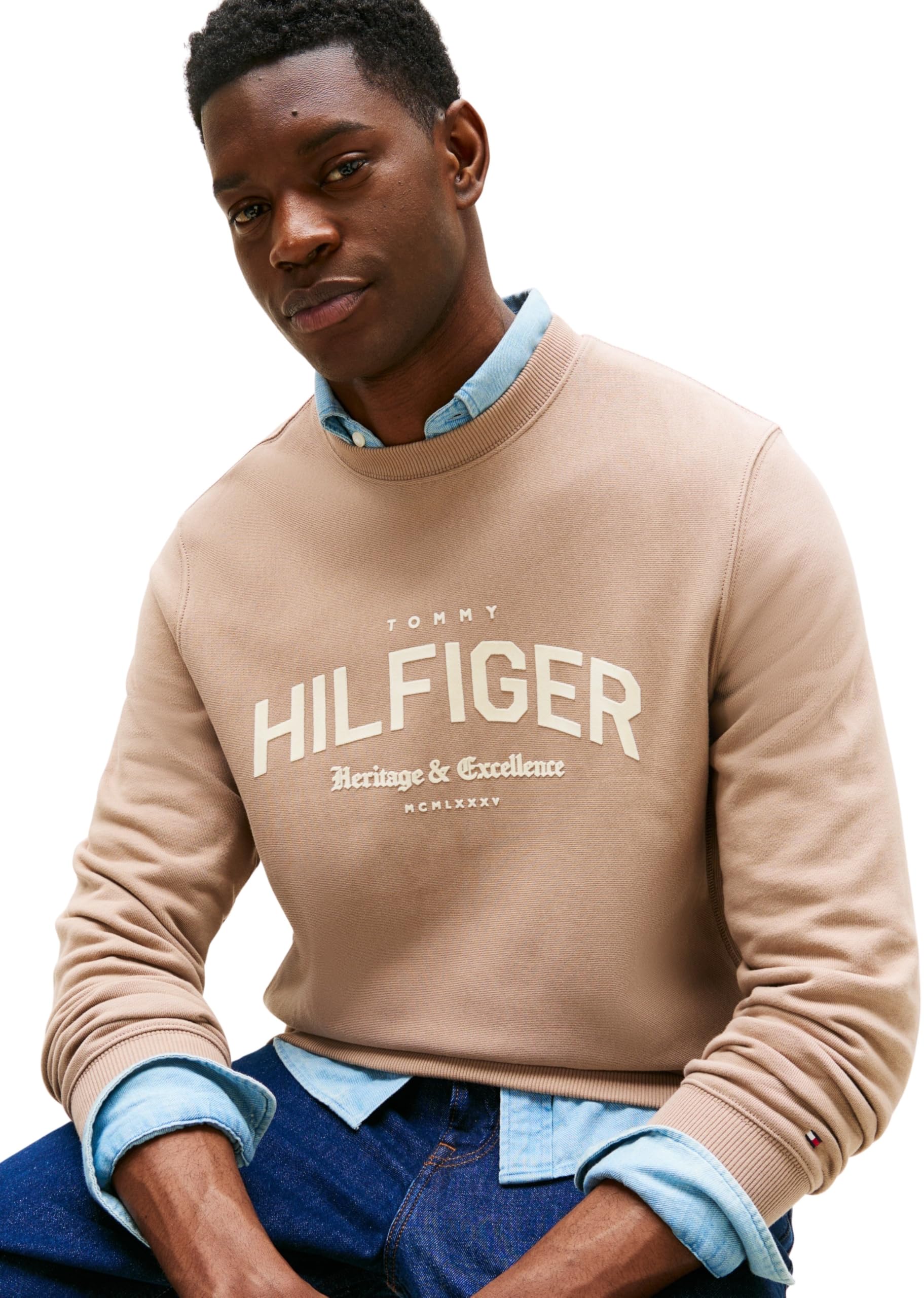 Tommy Hilfiger Hilfiger Arch Crew Neck Mw0mw40067 Sudadera sin Botones Hombre (Pack de 1)