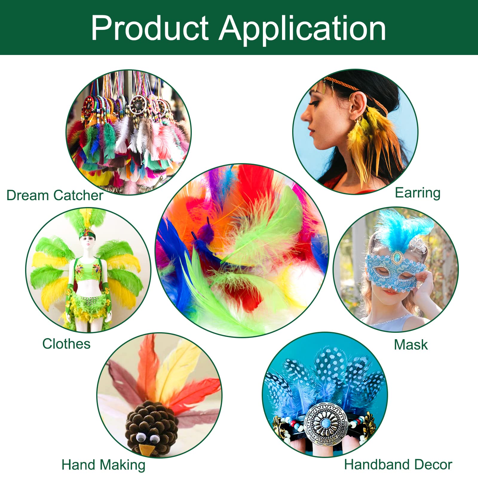 Piume Colorate Per Fai Da Te - 200 Pezzi, Per Artigianato, Orecchini, Matrimoni E Acchiappasogni - Foto 13