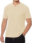T-shirts Henley à manches courtes en col V pour hommes Summer Casual Waffle Pullover Tees