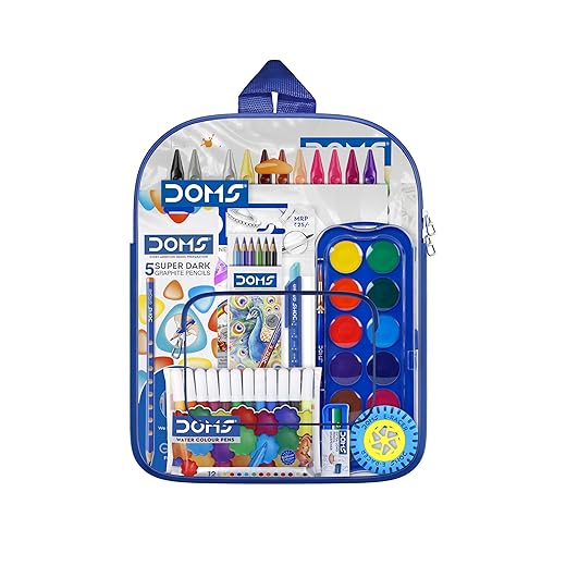 Doms Smart Kit | Comes With Transparent Zipper Bag | Perfect Value Pack | Kit For School Essentials | Gifting Range For Kids | Combination of 12 Stationery Items