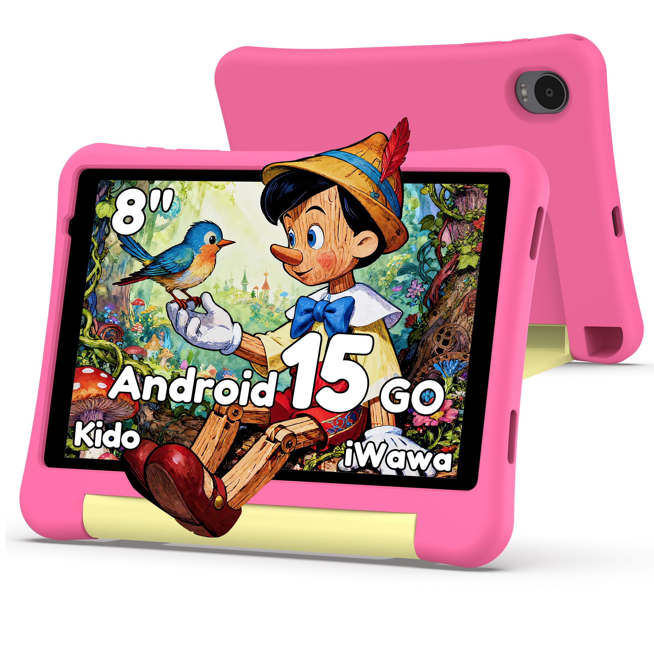 ALLDOCUBE KIDO Kinder Tablet 8 Zoll Android 15 Go, 32GB ROM + 512GB TF-Karte, Kindersicherung, iWawa, 5G WLAN, Unisoc T310, 5000mAh, 2 Lautsprecher, 3,5mm Buchse, Kinder Tablet mit Schutzhülle – Rosa