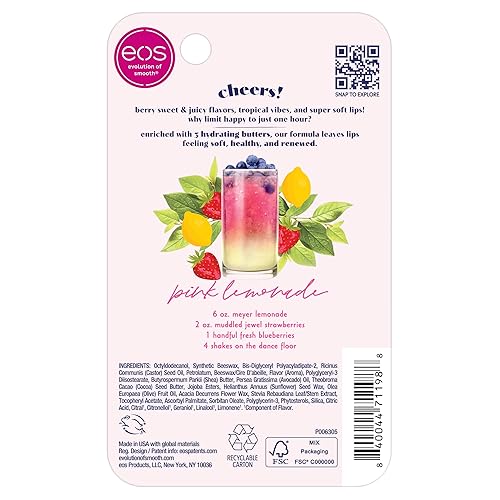Miniatura 9 de eos Sunset Sips - Tubo de mantequilla de labios, limonada rosa, humedad de 24 horas, máscara de labios durante la noche, productos para el cuidado