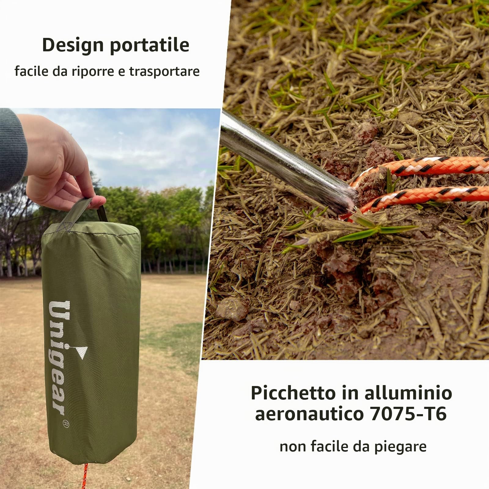 Unigear Tarp Campeggio Esagonale Impermeabile PU 3000 mm UV per Amaca | Telo per amaca leggero e compatto, disponibile 450 x 420 cm o 350 x 290 cm, per zaino, trekking, viaggi e riparo outdoor