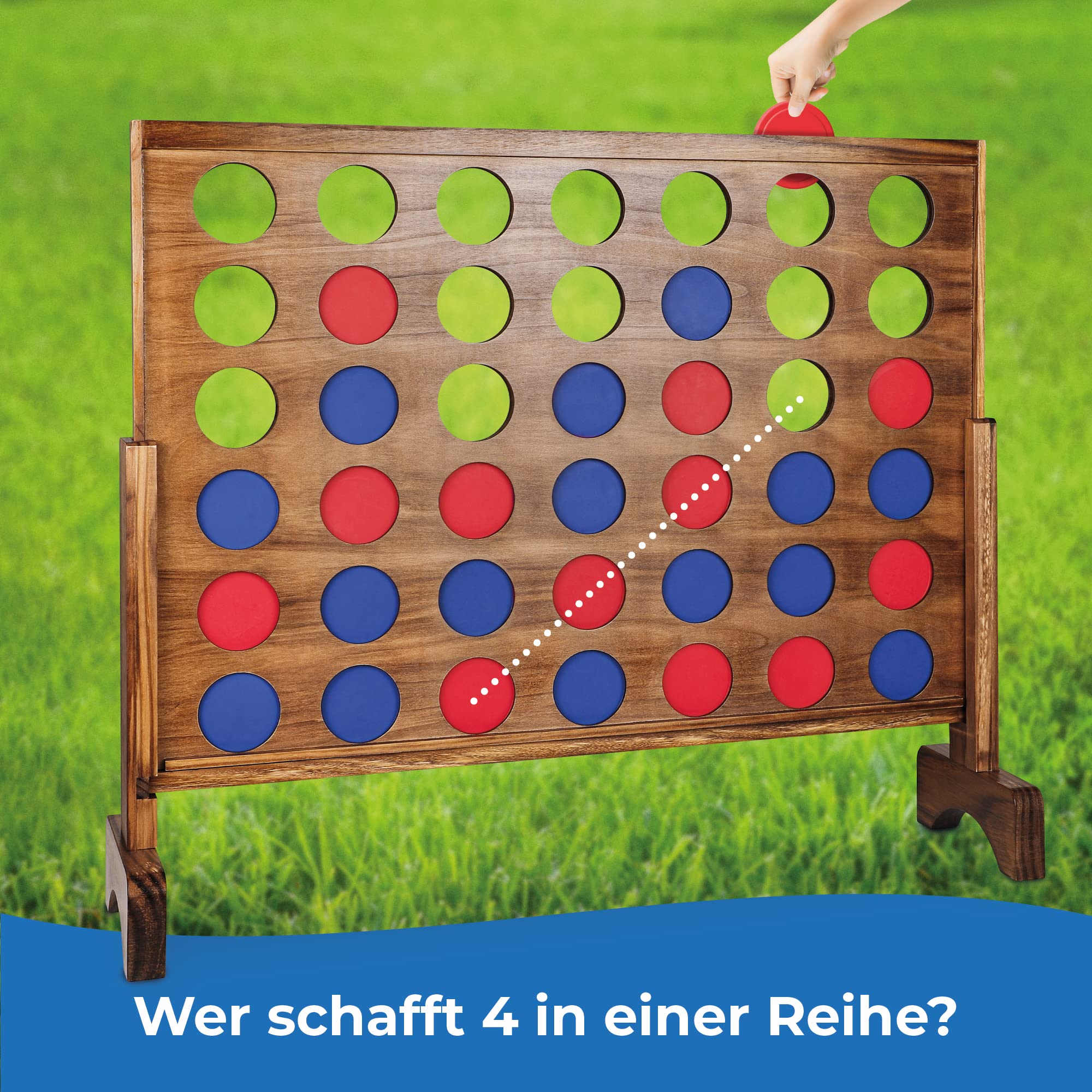 Toyfel Vier Gewinnt Spiel XXL Holzspielzeug aus FSC® Holz Indoor & Outdoor | Groß Spielklassiker Premium Gesellschaftsspiel für Erwachsene & Kinder ab 4 Jahren Spiele Strategiespiel Familienspiel Ace