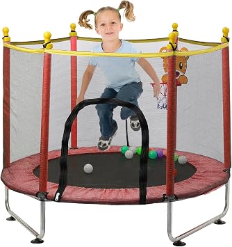 Ark miido Trampoline d'Intérieur 140 cm avec Filet Intégral & Panier de Basket