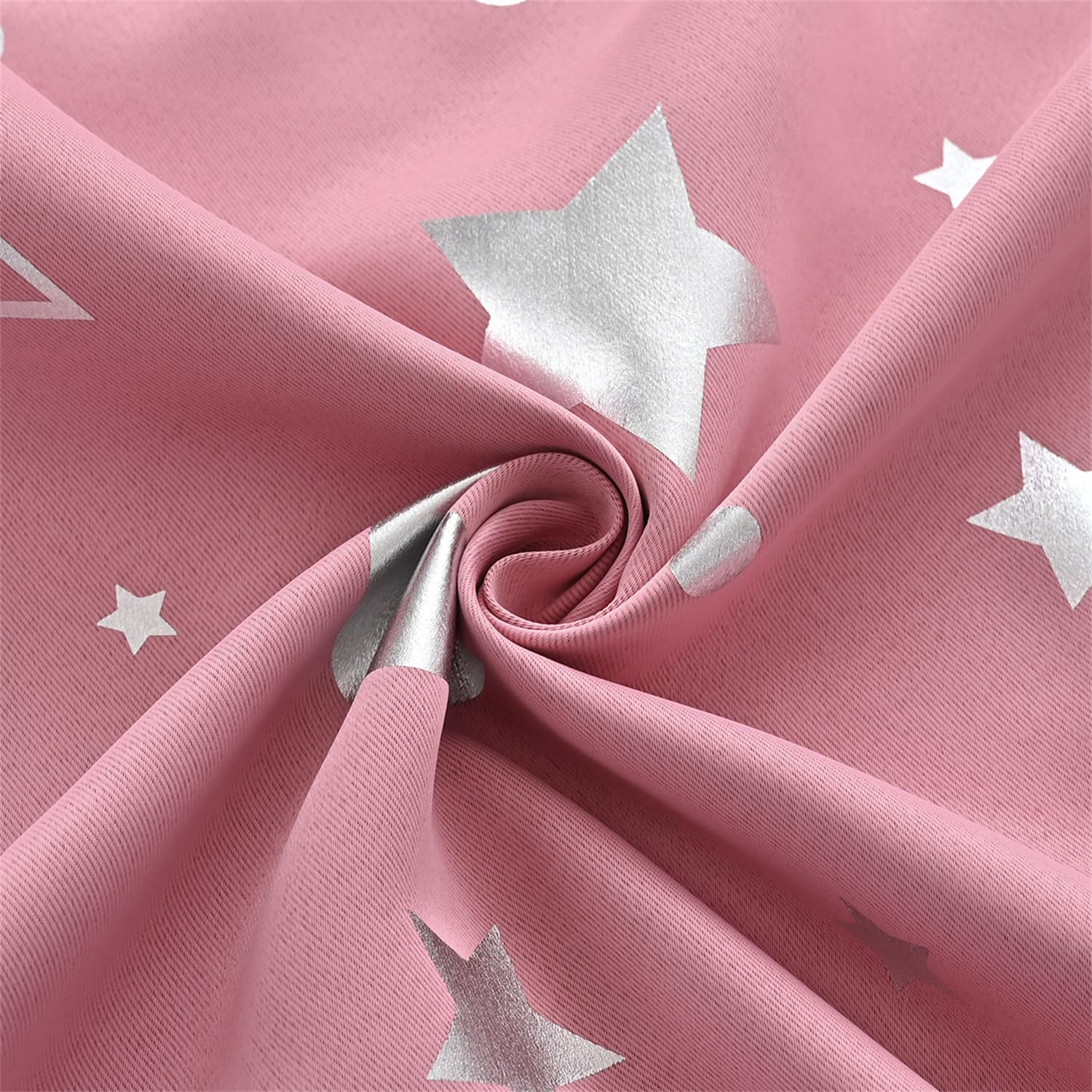 Freyamy Vorhang Blickdicht Rosa Mond Sternenvorhänge 2 Stück,130x100cm (HxB) Niedliche Vorhänge mit Ösen Lichtundurchlässig thermovorhang kälteschutz Gardinen Lärmschutz für Kindervorhänge