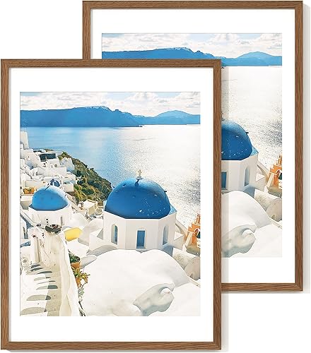 Miniatura 95 de Axeman Marco para póster de 18 x 24 pulgadas con paspartú para 16 x 20 pulgadas, marco de fotos de madera maciza de roble con vidrio templado, marco