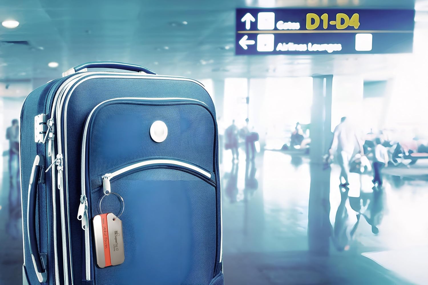 Dynotag® Web Enabled Brushed Stainless Steel Smart Luggage Tag ID + Loop with DynoIQ™ & Lifetime Recovery Service, Durable Travel ID for Suitcases, Backpacks, and Carry-Ons, Easy Identification