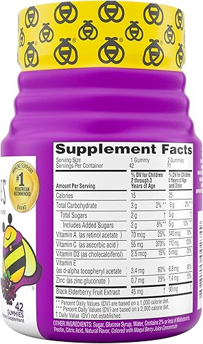 Vista 16 de Gomitas de saúco Zarbee's para niños con vitamina C, zinc y saúco, vitaminas de apoyo inmunológico para niños a partir de 2 años, sabor a bayas