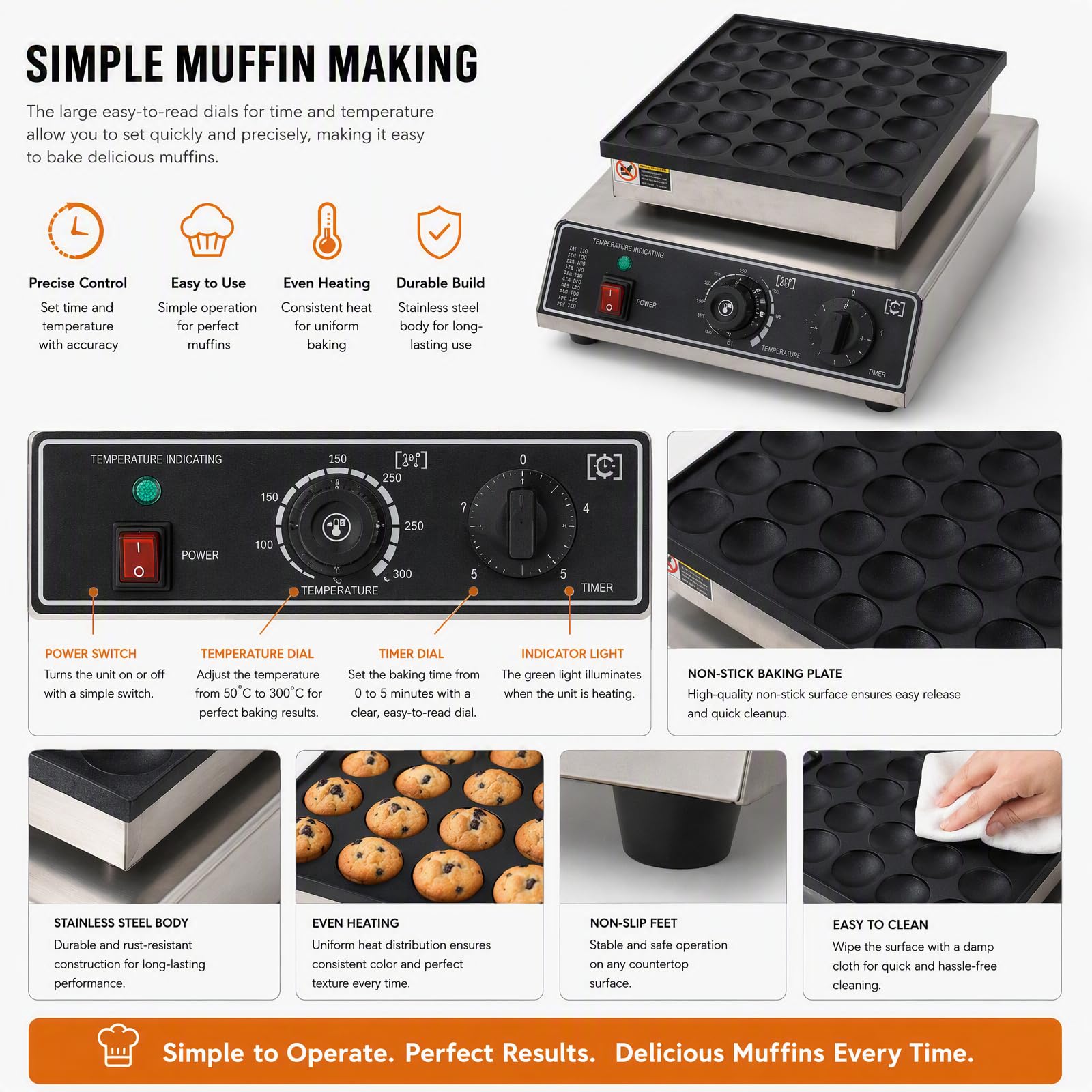 Pancake Baker - Máquina para panqueques (36 compartimentos, 4,4 cm