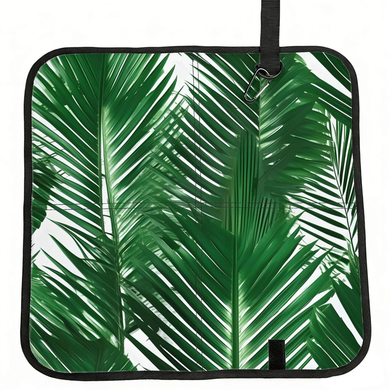 AYYQWE Green Palm Leaf Print Foldable Seat Cushion Portable Chair Pad Office Commuting Picnic Camping Outdoor